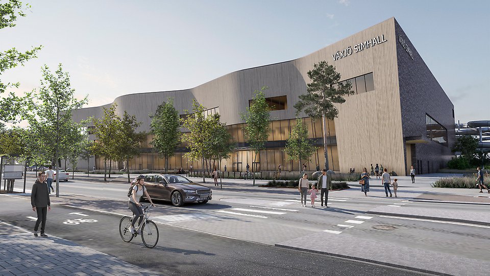 Ny simhall från rondellen på Söderleden